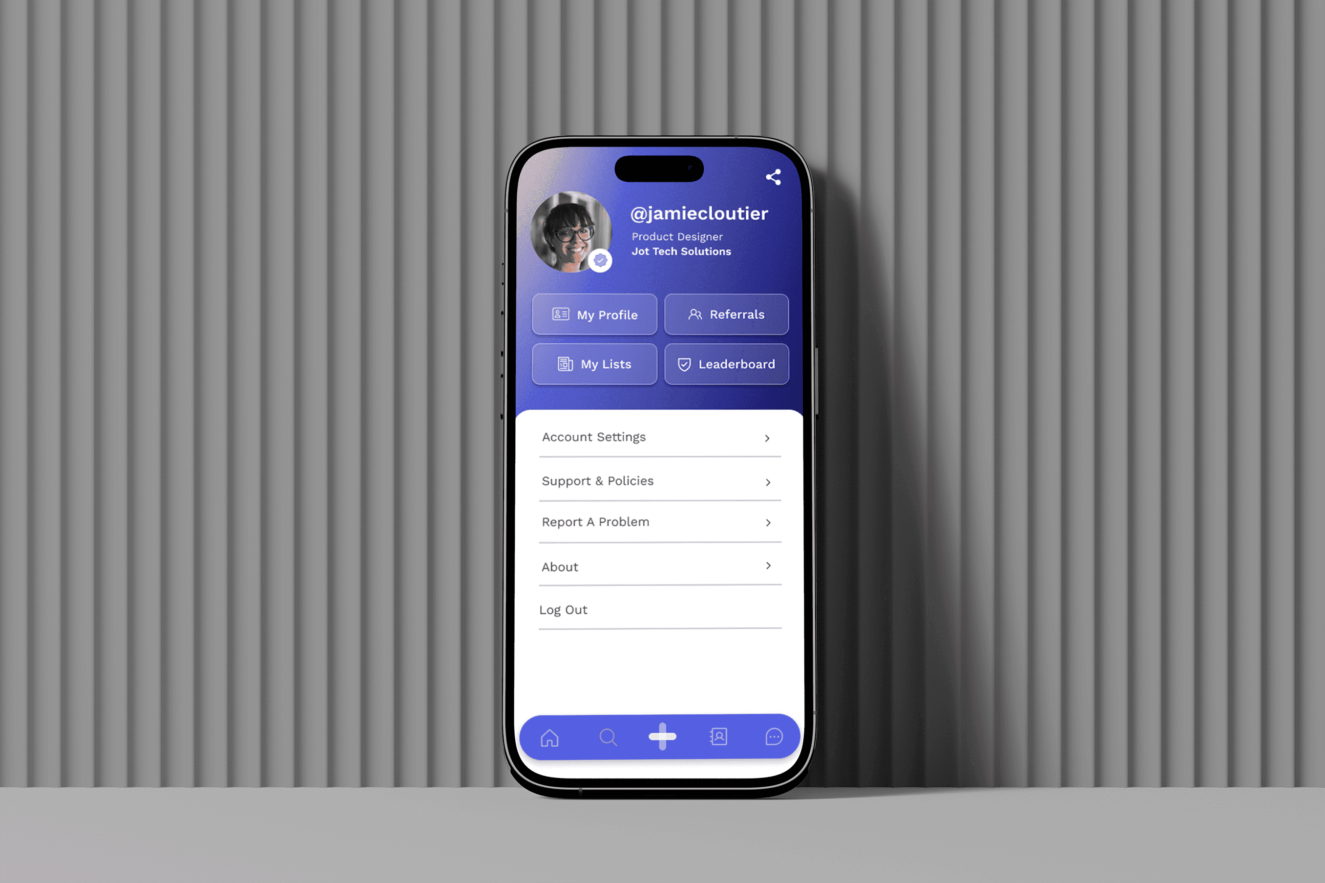 Screenshot of the redesigned Jot Contact Manager app